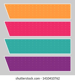 Set of multi colored pop art banners. Halftone comic template with place for your text for design. Vector illustration