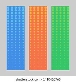 Set of multi colored pop art banners. Halftone comic template with place for your text for design. Vector illustration