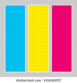 Set of multi colored pop art banners. Halftone comic template with place for your text for design. Vector illustration