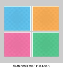 Set of multi colored pop art banners. Halftone comic template with place for your text for design. Vector illustration