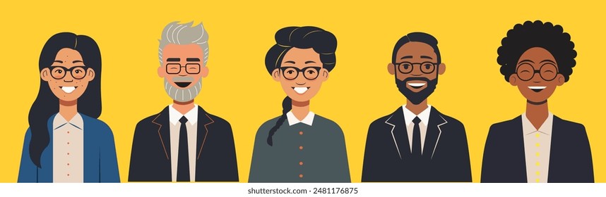 set of multi ethnic characters. avatars from different professions