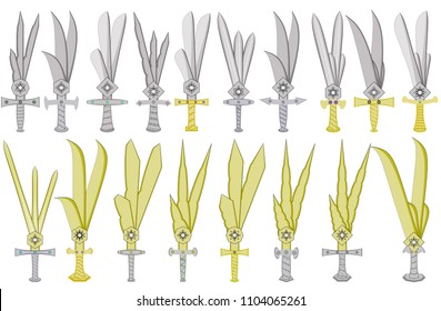 Set of multi-bladed swords
