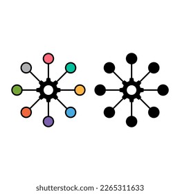 Juego de ícono de diseño digital multicanal, símbolo web plano omnichannel, ilustración de vector de internet.