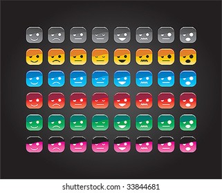 Set from multicoloed smiles for the web