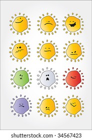 Set from multicoloed smiles for the web
