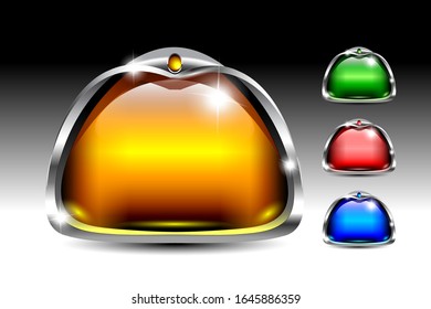 Set of multi-color abstract backgrounds with a silver frame. Vector illustration.