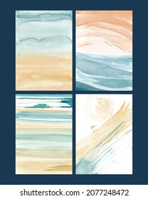 Set of multicolor abstract watercolor background 
