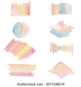 Set of multicolor abstract watercolor brush
