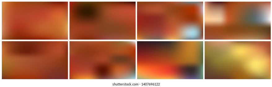 Set of multicolor backgrounds. Smooth and blurry abstract gradient for product presentation, brochure, flyer, poster, games, banner. Horizontal vector illustrations.