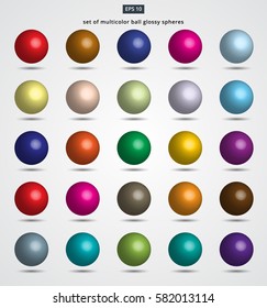 set of multicolor ball glossy spheres Vector illustration for design