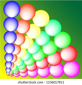 A set of multi-color balls in the form of a fan
