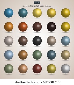 set of multicolor balls glossy spheres Vector illustration for design