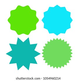 Set of multicolor blank labels various shape. Sunburst and starburst badges. Vector illustration