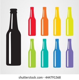 Set of multicolor bottles of beer