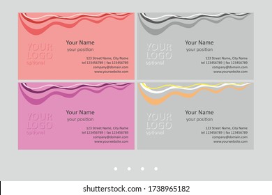 Set of multicolor business card templates. Simple universal abstract design and attractive colors - just add your text. EPS-CMYK-Calibri