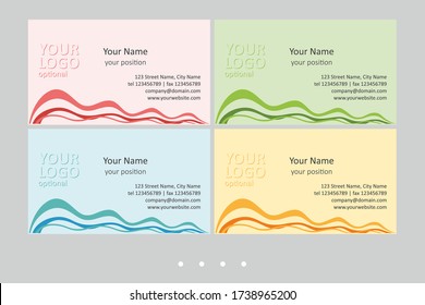 Set of multicolor business card templates. Simple universal abstract design and attractive colors - just add your text. EPS-CMYK-Calibri