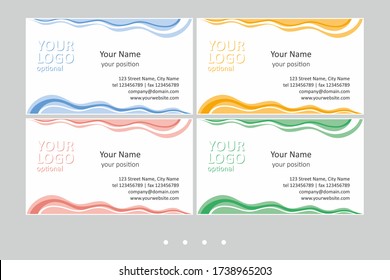 Set of multicolor business card templates. Simple universal abstract design and attractive colors - just add your text. EPS-CMYK-Calibri