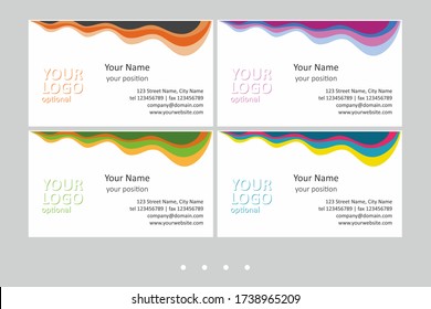Set of multicolor business card templates. Simple universal abstract design and attractive colors - just add your text. EPS-CMYK-Calibri