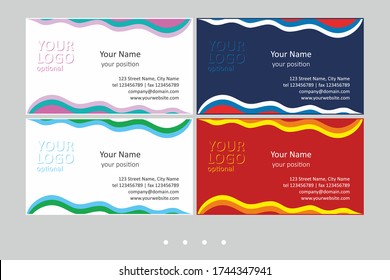 Set of multicolor business card templates. Simple universal abstract design and attractive colors - just add your text. EPS-CMYK-Calibri