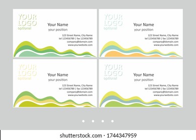 Set of multicolor business card templates. Simple universal abstract design and attractive colors - just add your text. EPS-CMYK-Calibri