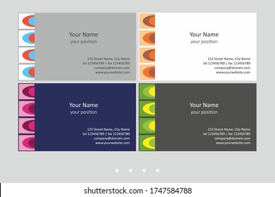 Set of multicolor business card templates. Simple geometric abstract design and attractive colors - just add your text.