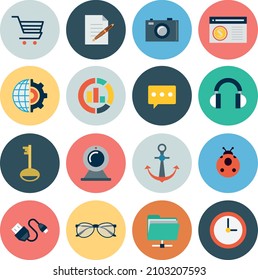 Set  Multi-Color cycle for seo and marketing vector icons. They can be perfectly applied in graphic design and web or mobile devices.