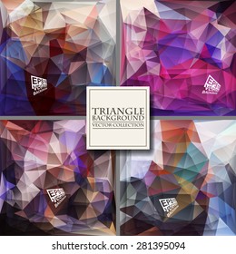 Set the Multicolor Design Templates. Geometric Triangular Abstract Modern Vector Background. 