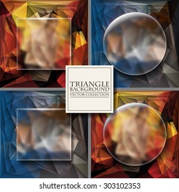 Set of Multicolor Design Templates. Geometric Triangular Abstract Modern Vector Background. 