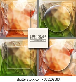 Set of Multicolor Design Templates. Geometric Triangular Abstract Modern Vector Background. 