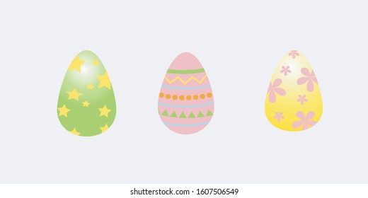 Set of multicolor Easter eggs on white background. Vector illustration