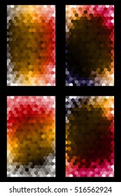 set of multicolor geometric background of colored hexagon. Origami. Vector illustration. Polygonal patterns for your presentations, business