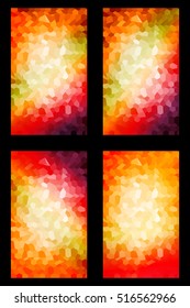 set of multicolor geometric background of fire color hexagon. Vector illustration. Polygonal pattern for your presentations, business