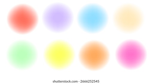 Set of multicolor gradient balls with smooth blending, perfect for modern and vibrant abstract designs.