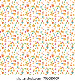 Set of multicolor leaves on white background. Seamless pattern. Vector Illustration. EPS10
