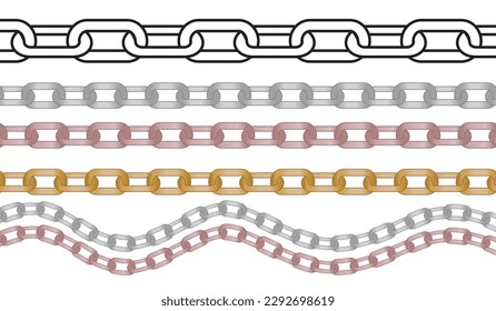 SET OF MULTICOLOR METAL SHINY CHAINS WITH DIAMANTE AND ZIRCONS IN METAL CHAINS VECTOR