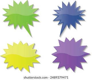 Set of multicolor price sticker, sale or discount sticker, sunburst badges icon. Stars shape with different number of rays. Special offer price tag. Red starburst promotional badge set,shopping labels