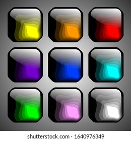 Set of multicolor rounded square backgrounds. Vector illustration