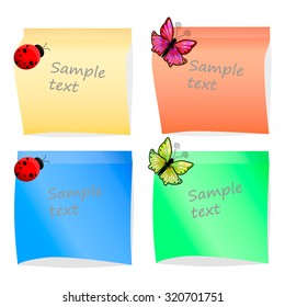 Set of multicolor stick note isolated on white background, vector illustration