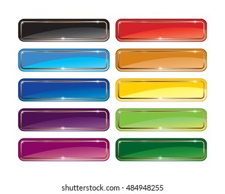 A set of multi-color vector backgrounds framed in gold. Can be used for web buttons, banners, etc.