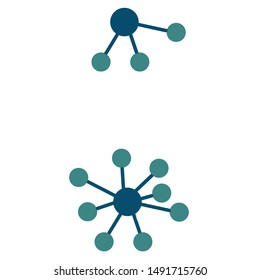 Set of multicolor vector representing network marketing. Internet connections spreading from the same origin. Vectors representing the new financial e-commerce and modern form of communication.