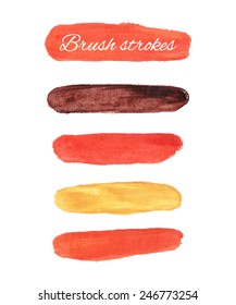 Set of multicolor watercolor brush strokes. Vector colorful elements for your design.