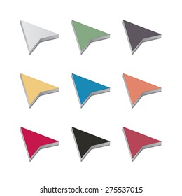 Set of multicolored 3D cursor on a white background, vector illustration.