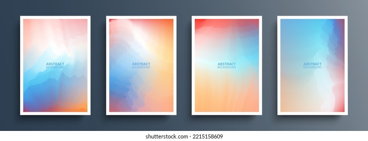 Set of multicolored abstract backgrounds with color gradients. Color smoke effect. Bright colored templates collection for brochures, posters, flyers and covers. Vector illustration.