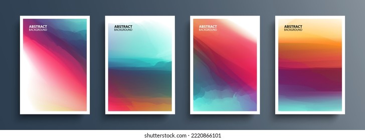 Set of multicolored abstract backgrounds with dynamic color gradients. Bright colored templates collection for brochures, posters, flyers and covers. Vector illustration.