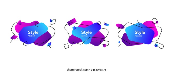 Set of multi-colored abstract design shapes. Dynamical colored forms and line. Template for design of logo, flyer. Vector illustration. Can be used for advertising, marketing, presentation
