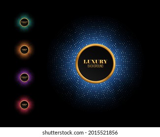Set of multicolored abstract shiny mosaic backgrounds. Vector round frames with different sparkles. Festive disco lights.