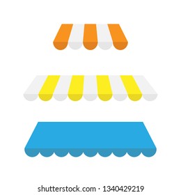 Set of multi-colored awnings, flat simple design