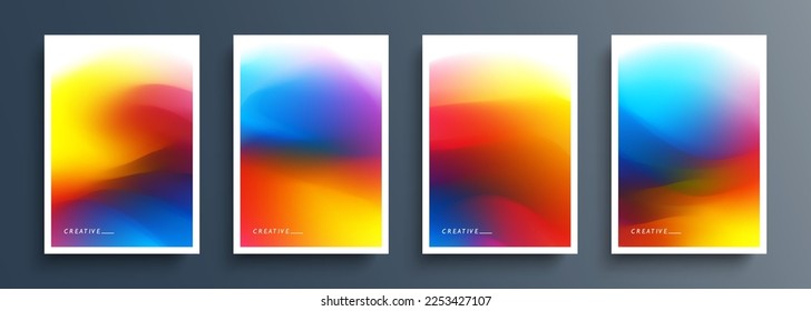 Set of multicolored backgrounds with abstract colored gradients. Vibrant color graphic templates collection for brochures, posters, flyers and covers. Vector illustration.