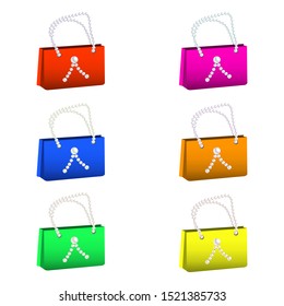 Set of multi-colored bags decorated with pearls
