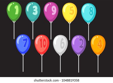 Set of multi-colored balloons. Holiday figures. For a festive composition. Birthday. Set 3